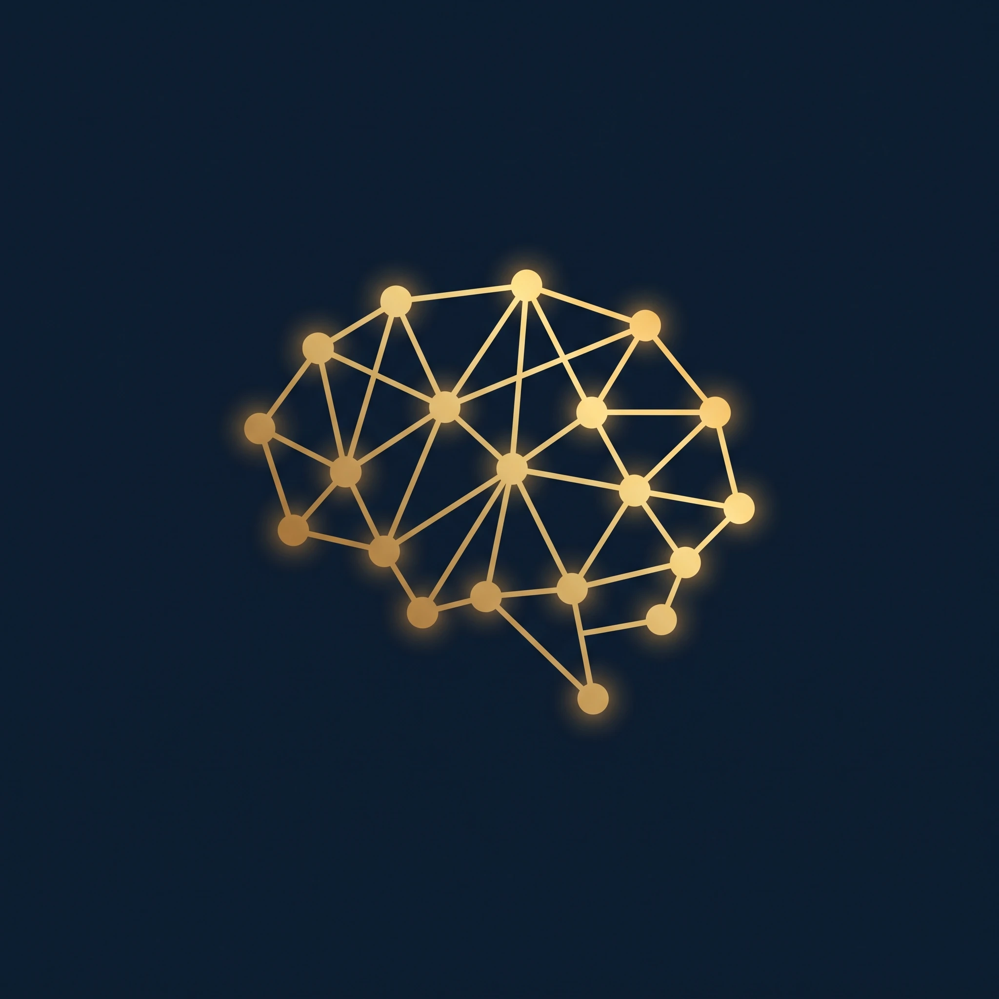 Gold neural network on navy blue